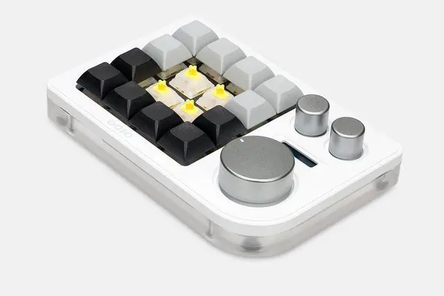 Alt view image 4 of 6 - Megalodon Triple Knob Macro Pad Programmable Designer Mini Keyboard 16 Keys (White)