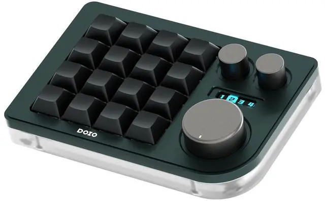 Main image of Megalodon Triple Knob Macro Pad Programmable Designer Mini Keyboard 16 Keys (Green)