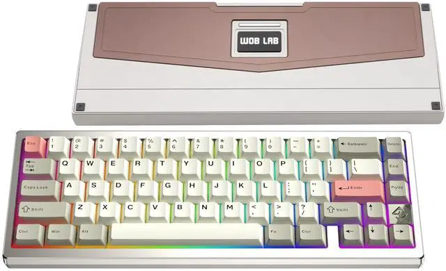 Main image of WOBKEY Zen 65 65% Quick Release Wireless Mechanical Keyboard with RGB, CNC Aluminum Case, Hot-Swappable, VIA Support, BT/2.4G/USB-C Gaming Keyboard for Mac/Windows (Ultra Warm Silver)