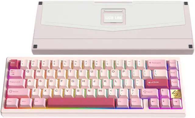 Main image of WOBKEY Zen 65 65% Quick Release Wireless Mechanical Keyboard with RGB, CNC Aluminum Case, Hot-Swappable, VIA Support, BT/2.4G/USB-C Gaming Keyboard for Mac/Windows (Ultra Pink Gold)