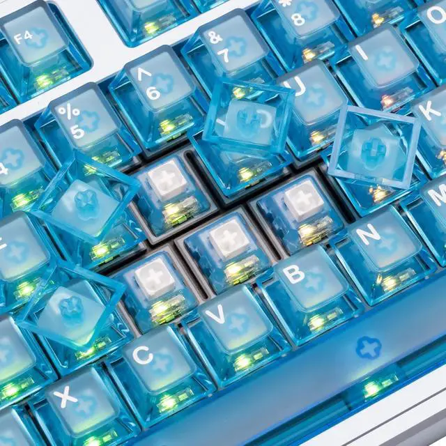 Alt view image 7 of 7 - PMOKEY Aurora 80 CNC Full Aluminum Wireless Mechanical Keyboard with VIA/QMK, 8000mah Battery, Arctic Tactile Switch, Tri-Mode Gaming Keyboard Hot Swappable RGB Backlit for Windows/Mac/PC (Ultra Blue)