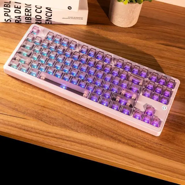 Alt view image 6 of 7 - PMOKEY Aurora 80 CNC Full Aluminum Wireless Mechanical Keyboard with VIA/QMK, 8000mah Battery, Tri-Mode Wireless Gaming Keyboard Custom Hot Swappable RGB Backlit for Windows/Mac/PC (Ultra Purple)