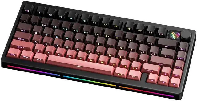 Main image of PMOKEY P75 75% Wireless Mechanical Keyboard, Tri-Mode RGB Gaming Keyboard with Dot-Matrix Display, Aluminum Alloy Body, Volume Knob, Up to 10000mAh Battery (Pro Black)
