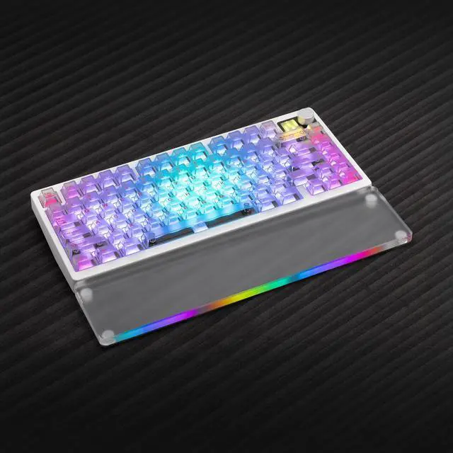 Alt view image 4 of 7 - PMOKEY P75 75% Wireless Tri-Mode Mechanical Keyboard, CNC Aluminum Volume Knob, Custom Dot-Matrix Screen, 2.4G/BT/USB-C,PC Keycaps, Surround RGB Lighting, 10,000mAh Rechargeable Battery