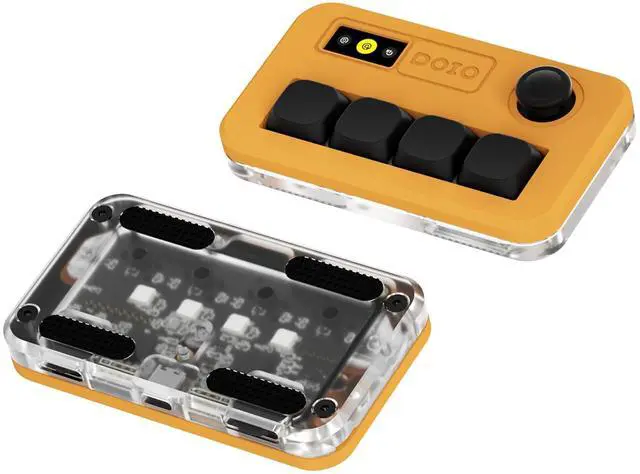 Main image of DOIO Sayo OSU Rapid Trigger Hall Effect Keyboard with Joystick and Screen, CNC Aluminum RGB One Handed Macro Pad for Rhythm Games,USB-C Custom Programmable keypad (Yellow(4 Key))