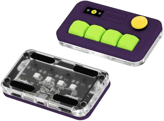 Main image of DOIO Sayo OSU Rapid Trigger Hall Effect Keyboard with Joystick and Screen, CNC Aluminum RGB One Handed Macro Pad for Rhythm Games,USB-C Custom Programmable keypad (Purple(4 Key))
