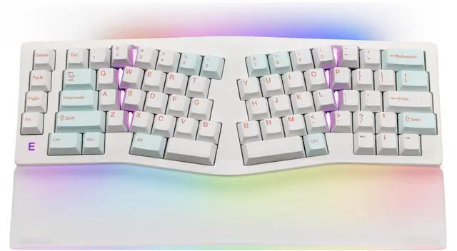 Main image of MMD Alice EIF68 Wireless Ergonomic Mechanical Keyboard, Tri-Mode Split Layout Aluminum Quick Release Keyboard with QMK/VIA, RGB Light Bars, Wrist Rest Included (White(Princess 45gf Linear Switch))