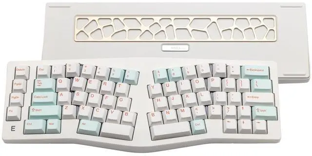 Alt view image 3 of 6 - MMD Alice EIF68 Wireless Ergonomic Mechanical Keyboard, Tri-Mode Split Layout Aluminum Quick Release Keyboard with QMK/VIA, RGB Light Bars, Wrist Rest Included (White(Princess 45gf Linear Switch))