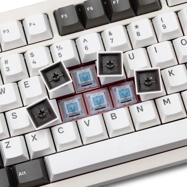Alt view image 7 of 7 - WOBKEY Crush 80 Beta CNC Aluminum Quick-Disassembly Ball-Catch Mount Triple-Mode Connectivity Gaming Mechanical Keyboard with HMX Frost Jade Switch and BSUN Arctic Switch (Pro White)