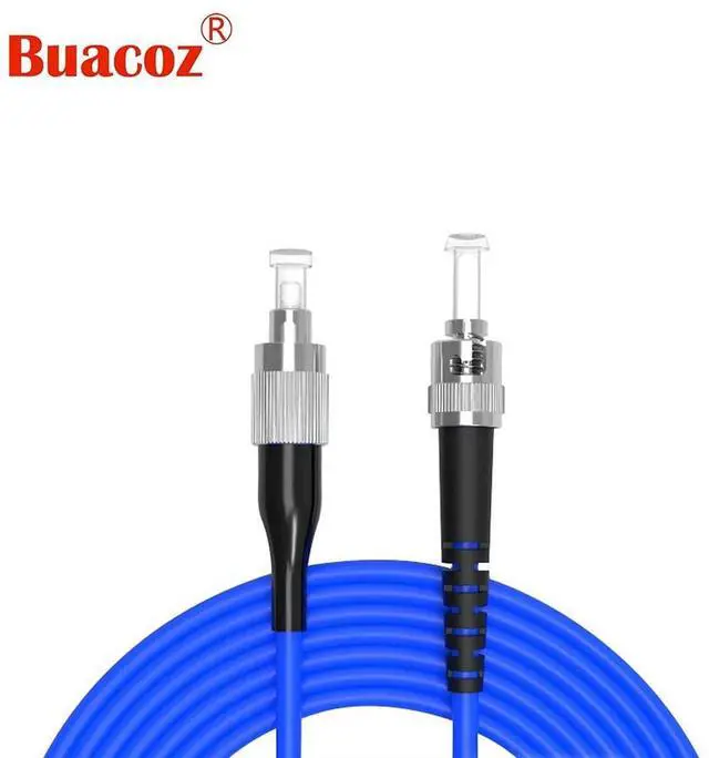 Alt view image 2 of 6 - 150Meters, FC to ST, Armored Single Mode Simplex Fiber Optic Cables FC-ST Patch Cord Jumper SM SX 492FT Blue