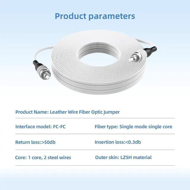 Alt view image 2 of 7 - FC to FC Indoor Fiber Patch Cable (295ft/90Meters) FC/UPC to FC/UPC Single Mode Simplex FTTH Fiber Optic Jumper Optical Patch Cord 9/125um Fiber Optic Internet Leather Cable LSZH White