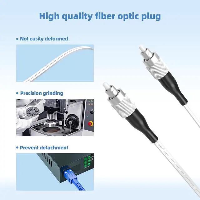 Alt view image 3 of 7 - FC to FC Indoor Fiber Patch Cable (295ft/90Meters) FC/UPC to FC/UPC Single Mode Simplex FTTH Fiber Optic Jumper Optical Patch Cord 9/125um Fiber Optic Internet Leather Cable LSZH White