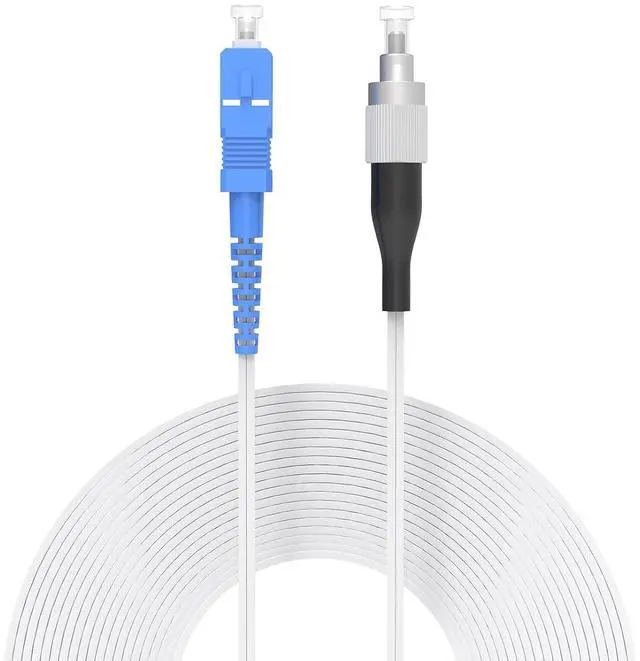 Main image of SC/UPC to FC/UPC Fiber Optic Internet Cable, Indoor Single Mode Simplex - 9/125um FTTH Fiber Patch Cable (295ft/90Meters) Jumper Leather Optical Patch Cord LSZH White