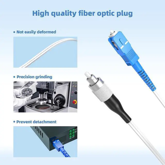 Alt view image 3 of 7 - SC/UPC to FC/UPC Fiber Optic Internet Cable, Indoor Single Mode Simplex - 9/125um FTTH Fiber Patch Cable (295ft/90Meters) Jumper Leather Optical Patch Cord LSZH White