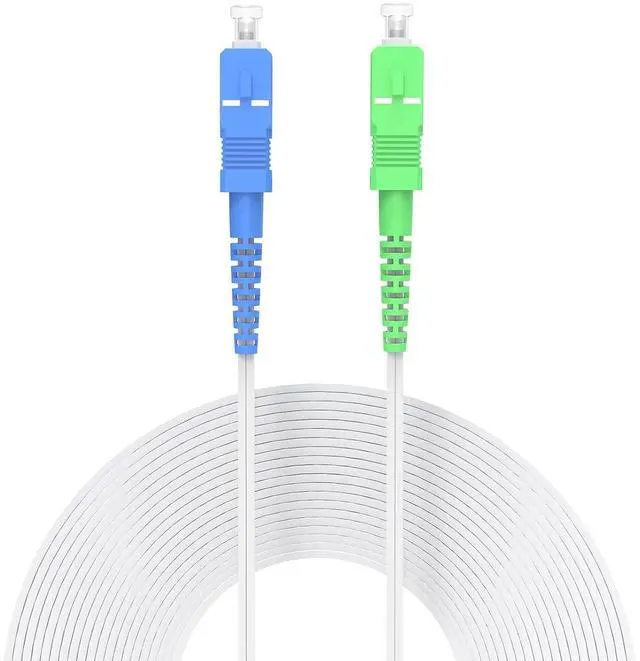Main image of SC/UPC to SC/APC Indoor Fiber Patch Cable (180ft/55Meters) Single Mode Simplex - 9/125um FTTH Fiber Optic Jumper Optical Patch Cord,Fiber Optic Internet Leather Cables LSZH White
