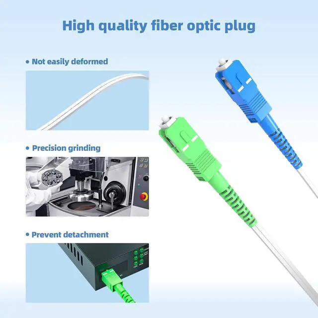 Alt view image 3 of 7 - SC/UPC to SC/APC Indoor Fiber Patch Cable (180ft/55Meters) Single Mode Simplex - 9/125um FTTH Fiber Optic Jumper Optical Patch Cord,Fiber Optic Internet Leather Cables LSZH White