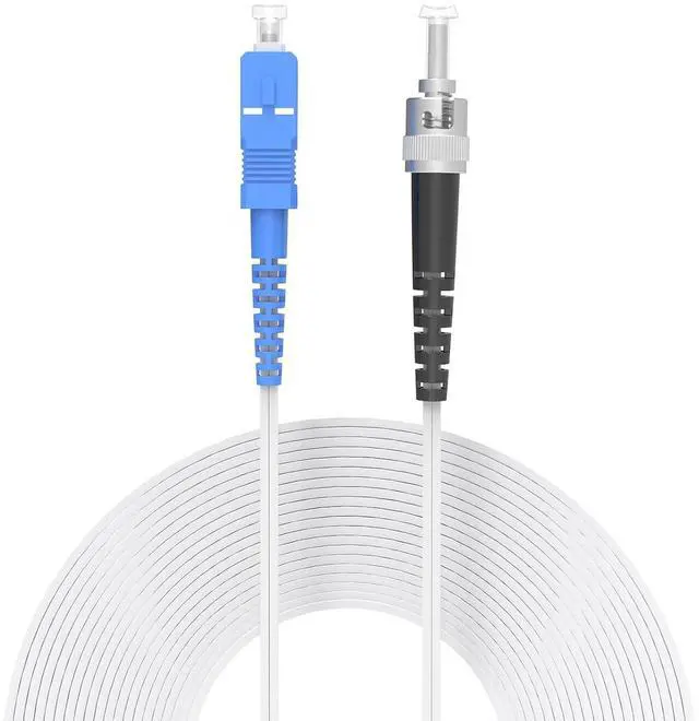 Main image of Indoor Fiber Patch Cable,(131ft/40Meters) Single Mode Simplex 9/125um FTTH Fiber Optic Cable Jumper Optical Patch Cord, SC/UPC to ST/UPC Fiber Optic Internet Leather Cable LSZH White