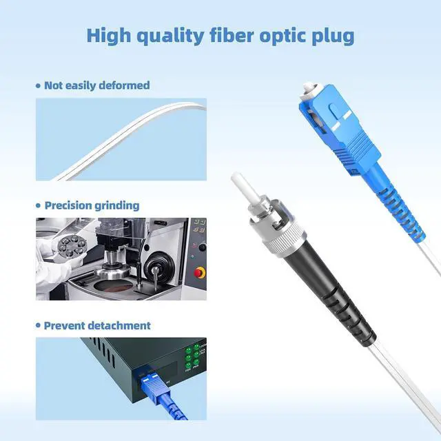 Alt view image 3 of 7 - Indoor Fiber Patch Cable,(131ft/40Meters) Single Mode Simplex 9/125um FTTH Fiber Optic Cable Jumper Optical Patch Cord, SC/UPC to ST/UPC Fiber Optic Internet Leather Cable LSZH White