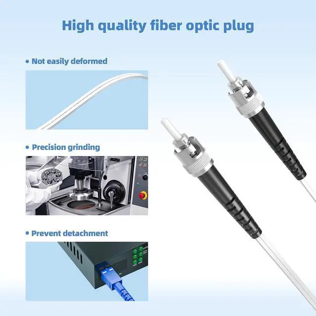 Alt view image 3 of 7 - Fiber Optic Internet Cable (820ft/250Meters) ST/UPC to ST/UPC Indoor Fiber Patch Cable Single Mode Simplex - 9/125um FTTH Jumper Leather Optical Patch Cord LSZH White