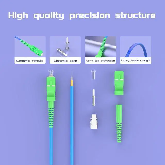 Alt view image 3 of 7 - SC/APC to FC/APC, Fiber Optic Internet Cable 45Meters/147ft Indoor Armored Single Mode Simplex - 9/125m Jumper Optical Patch Cord -OS1/OS2 Compatible,LSZH Blue