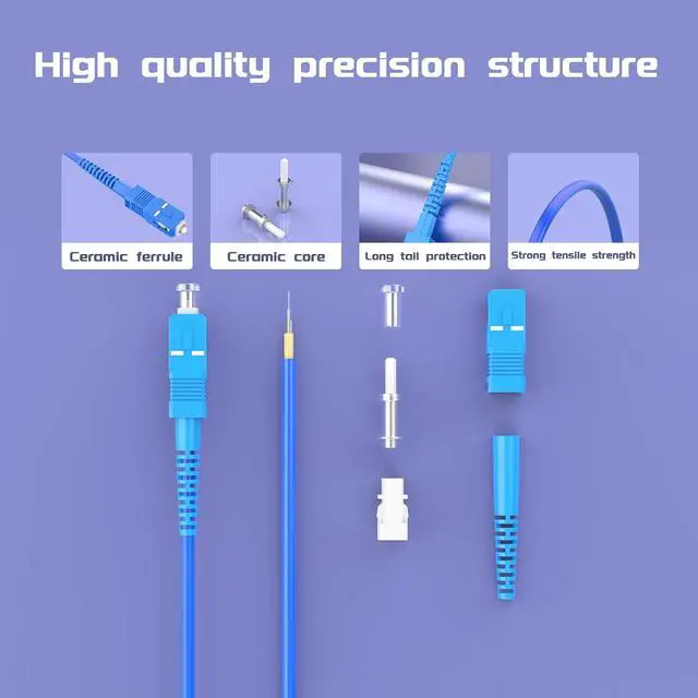 Alt view image 3 of 7 - Fiber Optic Internet Cable 10Meters/32ft Indoor Armored SC/UPC to SC/APC Fiber Patch Cable, Single Mode Fiber Jumper Simplex - 9/125m -OS1/OS2 Compatible,LSZH Blue