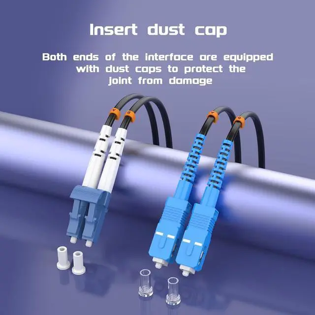 Alt view image 4 of 6 - LC/UPC to SC/UPC Outdoor Armored Fiber Patch Cable,Simplex - 9/125m Fiber Optic Jumper Optical Patch Cord,18Meter/59ft Industrial Single Mode Duplex Fiber Optic Internet Cables TPU Black