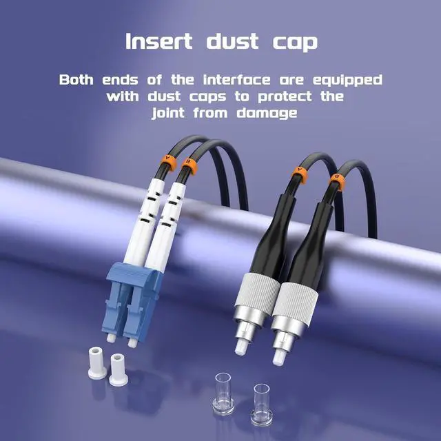 Alt view image 4 of 6 - LC/PUC to FC/PUC Outdoor Armored Fiber Patch Cable, Single Mode Duplex Fiber Optic Cable Jumper Optical Patch Cord, 9Meter/29.53ft - 9/125m TPU Black Fiber Optic Internet Cables