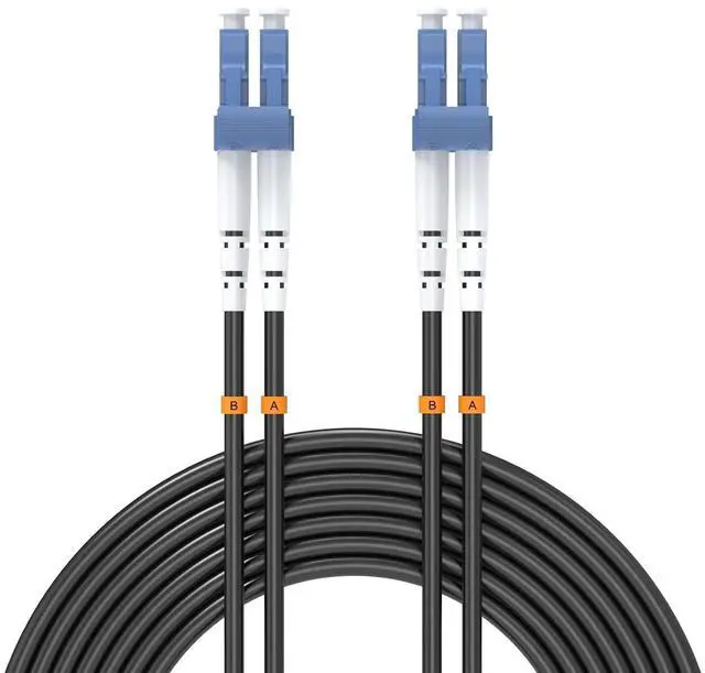 Main image of 26 Meters LC to LC UPC Outdoor Armored Fiber Patch Cable, 9/125um Single Mode Duplex Fiber Optic Internet Cables, Jumper Optical Patch Cord, (26M/85.3ft), TPU Black