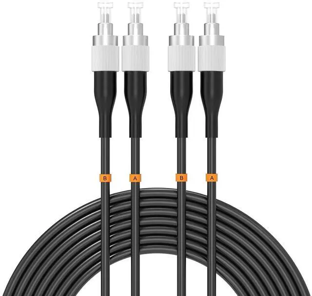 Main image of FC to FC UPC Outdoor Armored Fiber Patch Cable 75Meter/246ft Single Mode Duplex Fiber Optical Cable Patch Cord Jumper,9/125um Fiber Optic Internet Cable TPU Black