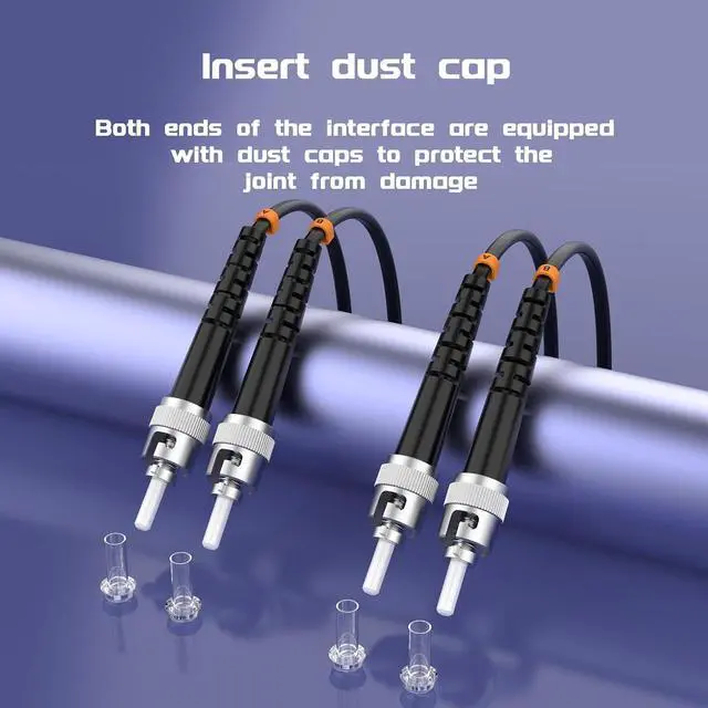 Alt view image 4 of 7 - ST UPC to ST Armored Outdoor Fiber Optic Cable, 100Meter/328ft Single Mode Duplex Fiber Jumper Optical Patch Cord, Duplex - 9/125um Industrial Fiber Optic Internet Cables, TPU Black