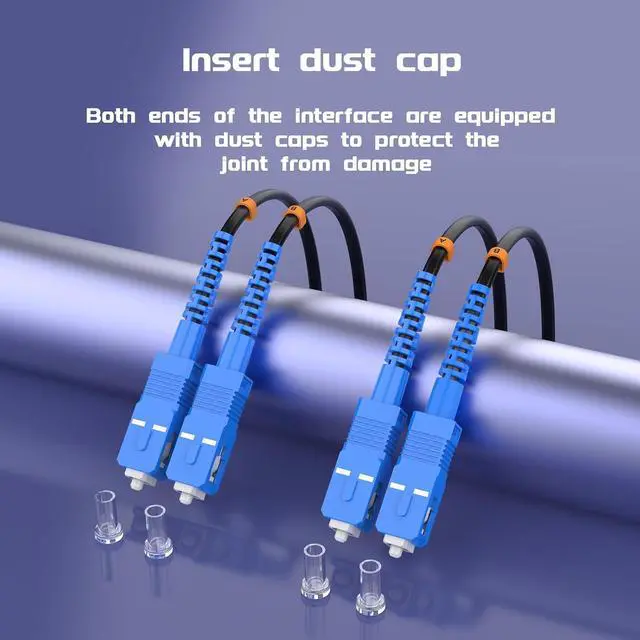 Alt view image 4 of 6 - SC/UPC to SC/UPC Outdoor Armored Fiber Patch Cable, Single Mode Duplex Fiber Optic Internet Cable, Fiber Optic Jumper Optical Patch Cord - 9/125um - 15Meter/49ft, LSZH Black
