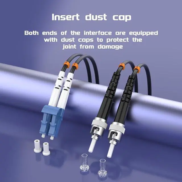 Alt view image 4 of 7 - LC to ST UPC Fiber Optic Internet Cables, Duplex - 9/125m Fiber Optic Jumper Optical Patch Cord,TPU Black Industrial Outdoor Armored Single Mode Cord Patch Cable (200Meter/656ft)