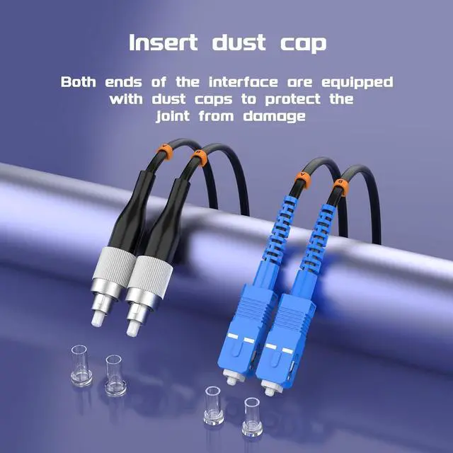 Alt view image 4 of 6 - 60Meter/196.85ft Outdoor Armored Fiber Patch Cable FC/UPC to SC/UPC Single Mode Duplex Fiber Optic Internet Cables - Simplex - 9/125um Fiber Optic Jumper Optical Patch Cord