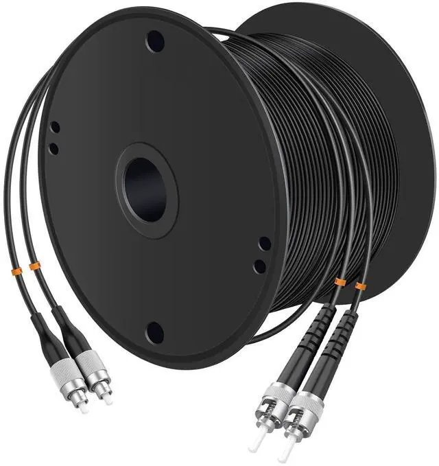 Main image of FC to ST UPC Outdoor Armored Fiber Patch Cable 100Meter/328ft Single Mode Duplex Fiber Optic Internet Cables TPU Black Simplex - 9/125um Industrial Fiber Optic Jumper Optical Patch Cord