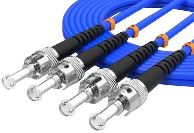 Main image of 15Meters, ST to ST, Armored Single Mode Duplex Fiber Optic Cables ST-ST Patch Cord Jumper SM SX 49FT Blue