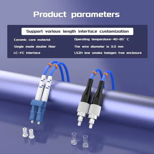 Alt view image 5 of 7 - 25Meters, LC to FC, Armored Single Mode Duplex Fiber Optic Cables LC-FC Patch Cord Jumper SM SX 82FT Blue