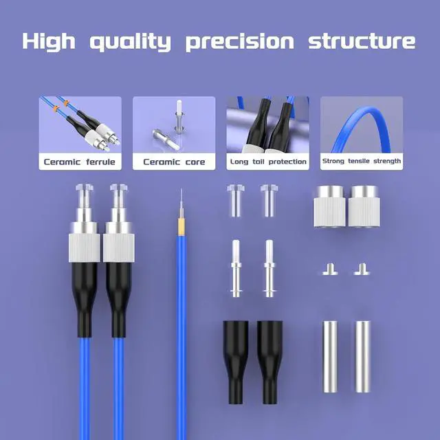 Alt view image 2 of 7 - 60Meters, FC to FC, Armored Single Mode Duplex Fiber Optic Cables FC-FC Patch Cord Jumper SM SX 196FT Blue