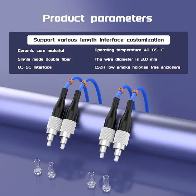 Alt view image 5 of 7 - 60Meters, FC to FC, Armored Single Mode Duplex Fiber Optic Cables FC-FC Patch Cord Jumper SM SX 196FT Blue