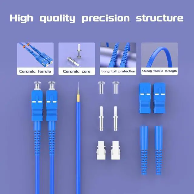 Alt view image 2 of 7 - 7Meters, SC to SC, Armored Single Mode Duplex Fiber Optic Cables SC-SC Patch Cord Jumper SM SX 22.9FT Blue