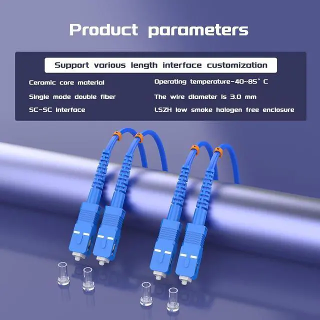 Alt view image 5 of 7 - 7Meters, SC to SC, Armored Single Mode Duplex Fiber Optic Cables SC-SC Patch Cord Jumper SM SX 22.9FT Blue