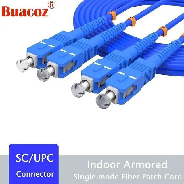 Alt view image 7 of 7 - 7Meters, SC to SC, Armored Single Mode Duplex Fiber Optic Cables SC-SC Patch Cord Jumper SM SX 22.9FT Blue