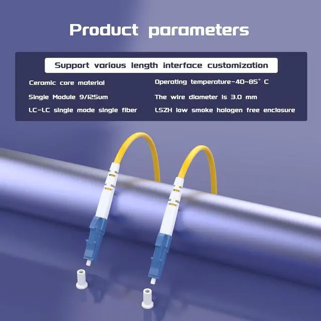 Alt view image 5 of 5 - 20Meters 65ft LC/UPC-LC/UPC Single-Mode Fiber Optic Cable LC to LC OS2 Jumper Optical Patch Cord Simplex 9/125um Yellow LC-LC