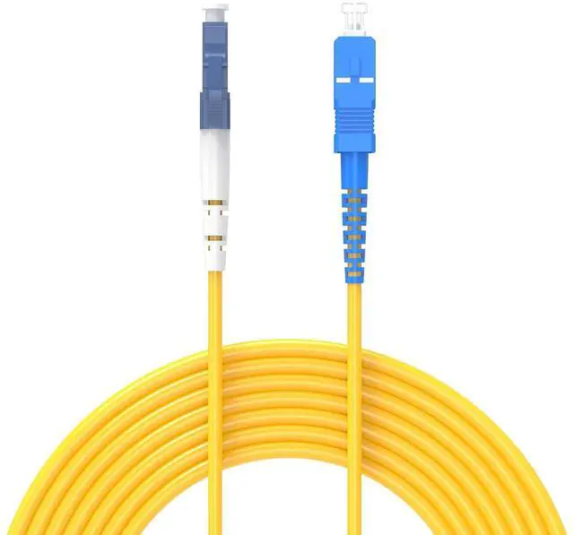 Main image of 60Meters 196ft LC/UPC-SC/UPC Single-Mode Fiber Optic Cable LC to SC OS2 Jumper Optical Patch Cord Simplex 9/125um Yellow LC-SC