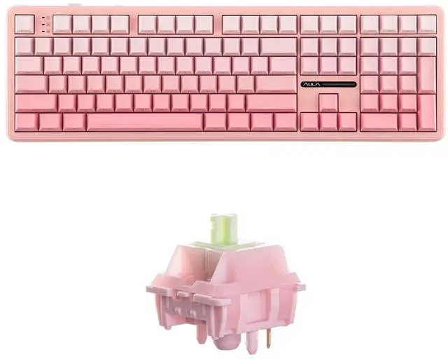 Main image of Aula F108 Gaming Keyboard with 35 Pieces Strawberry Jello Switches