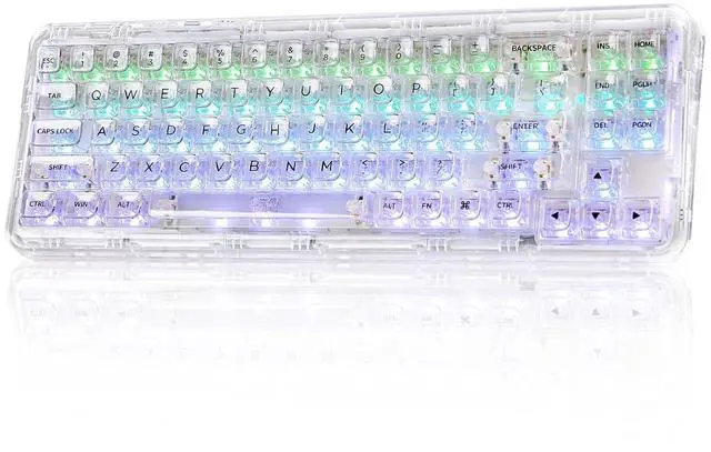 Main image of X71 Wireless Hot Swappable Transparent Mechanical Keyboard with Clear Keycaps, 68% Layout, BT5.0/2.4