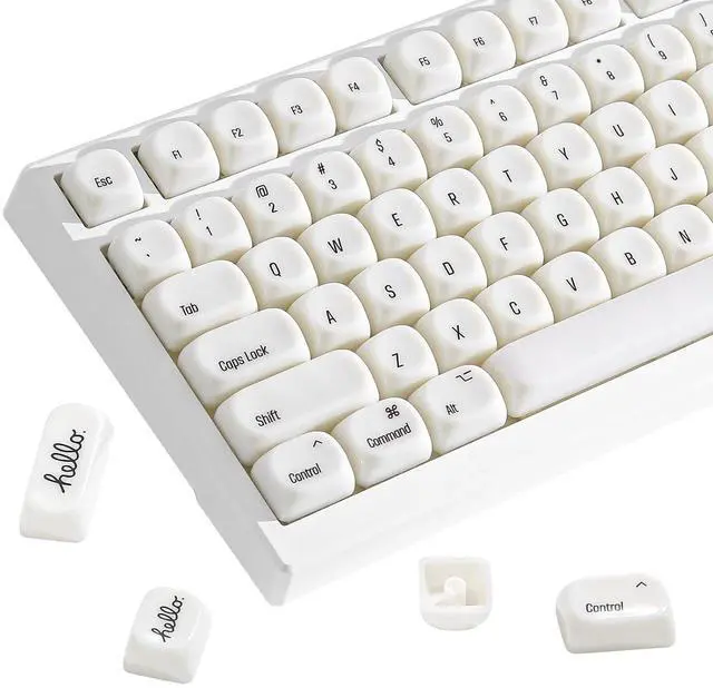 Main image of 126-Key Ceramic keycaps Style, MOA Profile, Elegant Minimalist Design, Dye-Sublimated PC Keycaps wit