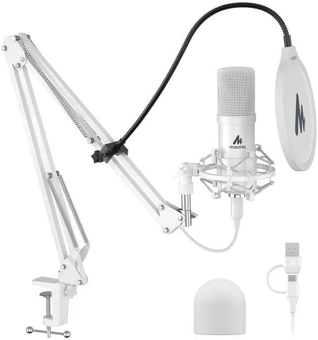 Main image of USB Microphone, 192kHz/24bit Plug & Play PC Computer Podcast Condenser Cardioid Metal Mic Kit with P