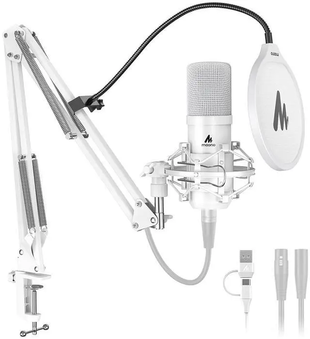 Main image of XLR/USB Podcast Condenser Microphone, 192kHz/24Bit Plug & Play PC Computer Cardioid Metal Mic Kit wi