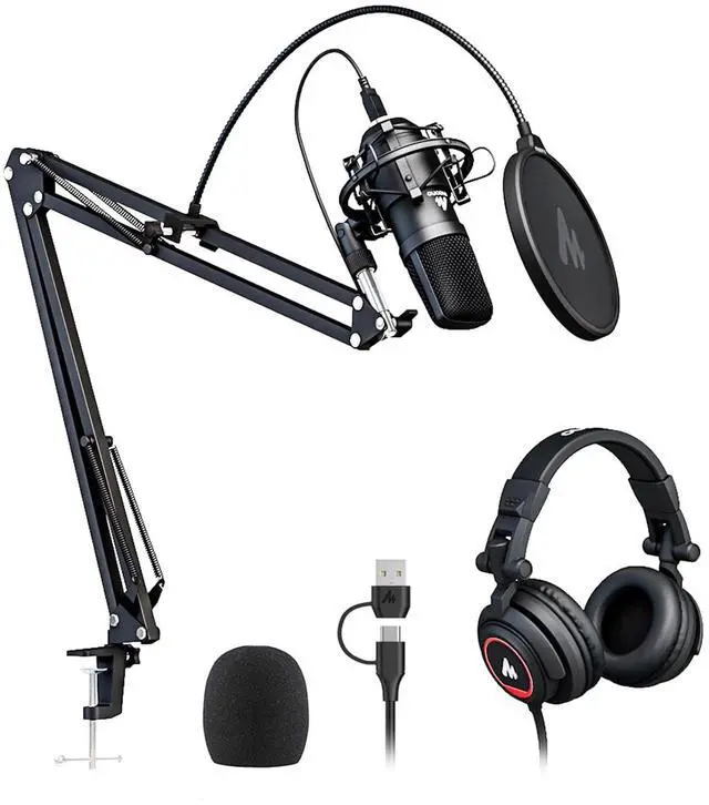 Main image of Microphone with Studio Headphone Set 192kHz/24bit Vocal Condenser Cardioid Podcast Mic Compatible wi