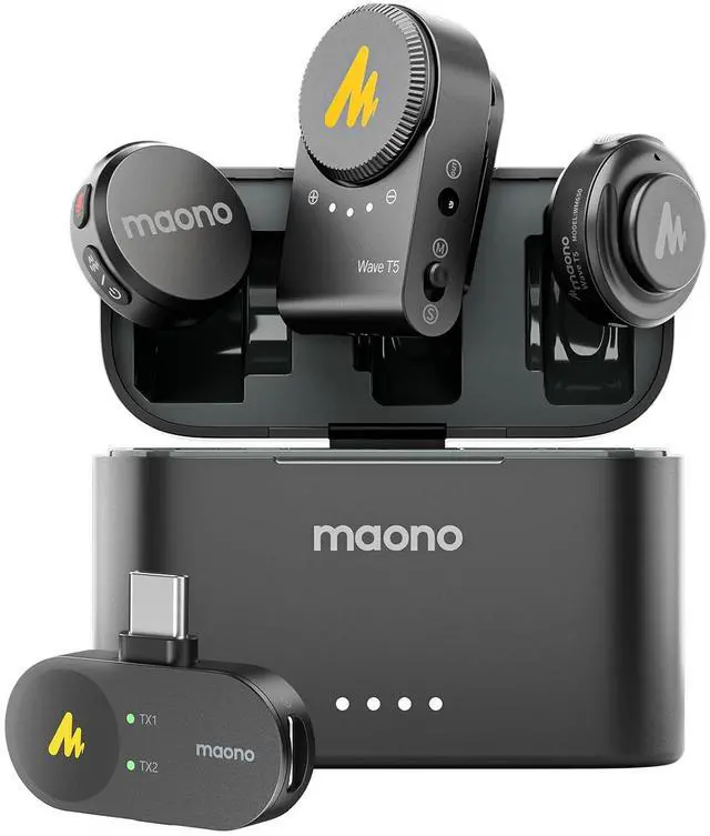 Main image of Wave T5 Magnetic Wireless Lavalier Microphone for Content Creators | Mini Lapel Mic with AI Powered